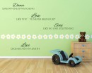 Dance, Love, Sing, Live Quotes Wall Decal Motivational Vinyl Art Stickers